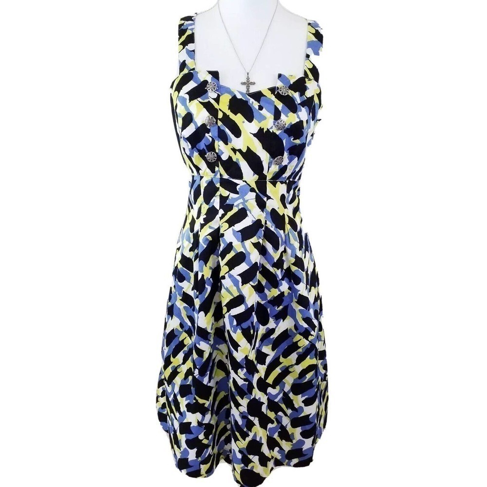 Boston Design Studio~ Women's Sz 10~Multi-Color Empire Waist Cotton Summer Dress